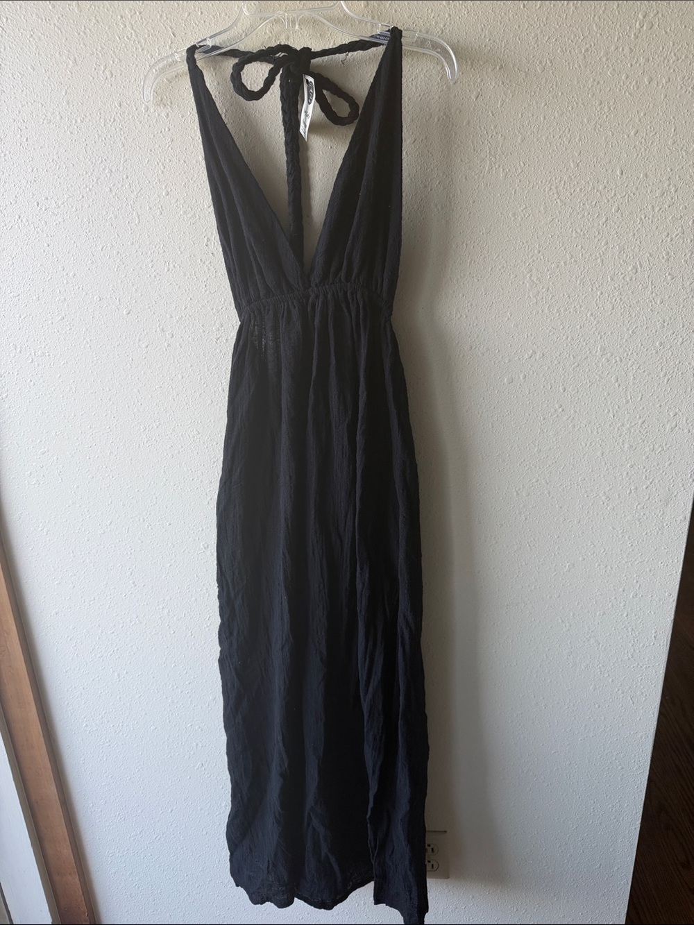 Black V-Neck Halter Maxi Dress
